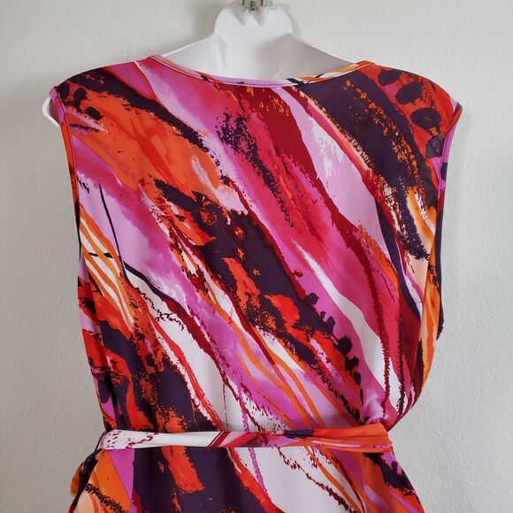 NY Collection Shift Dress XL Pink Abstract Print Colorful Artsy Maximalist - Picture 8 of 9